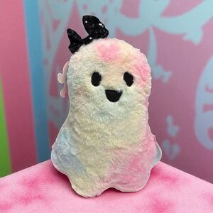 Goblin & Ghoul Pink Ombre Plush Ghost with Bow.  Weighted Halloween Summerween D